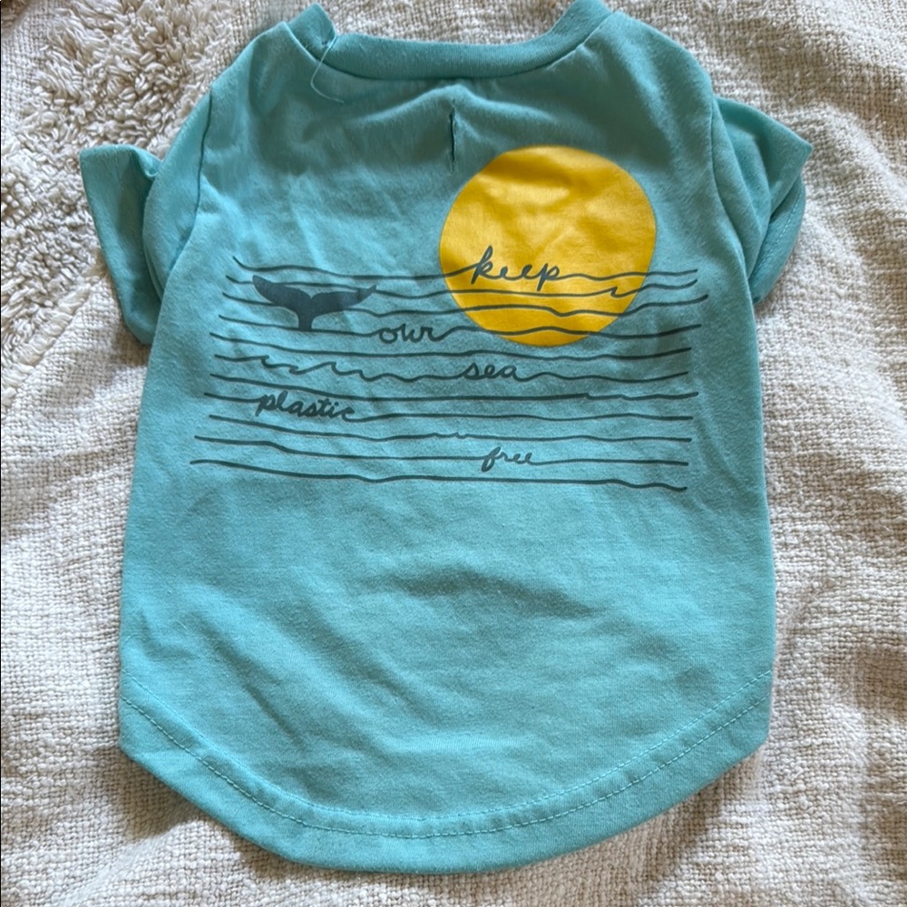 Vibrant Blue and Yellow Dog Tee with Minimalist Design